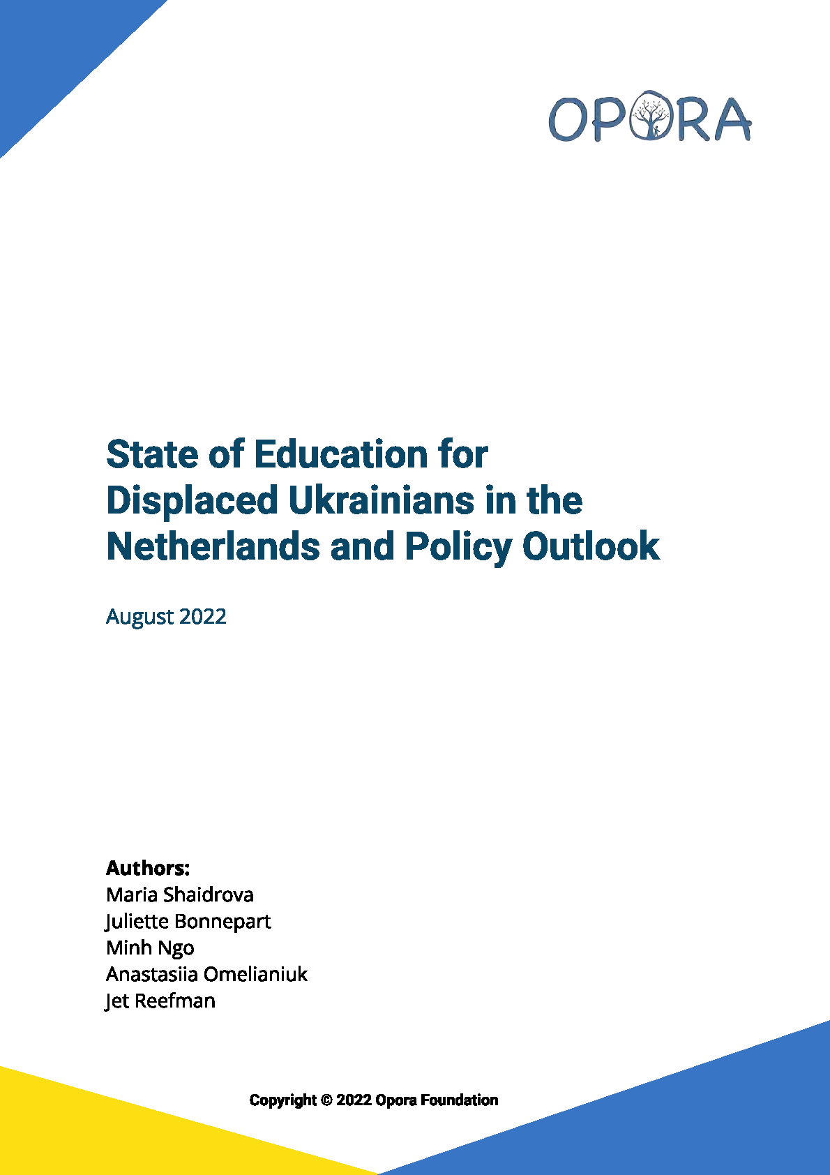 State of Education for Displaced Ukrainians in the Netherlands and Policy Outlook